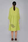 Shop Yavi Green Cotton Jamdani Shirt Collar Dress at Aza Fashions Shop_Yavi_Green Cotton Jamdani Shirt Collar Dress _at_Aza_Fashions