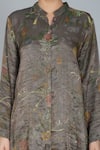 Shop_Yavi_Grey Hand Embroidered Tissue Mandarin Floral Print Tunic  _Online_at_Aza_Fashions