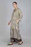 Shop_Yavi_Silver Handwoven Cotton Zari Embroidery Shirt Collar Tunic  _Online_at_Aza_Fashions