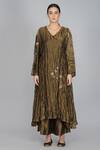 Shop_Yavi_Gold Handwoven Silk Tissue Pant  _at_Aza_Fashions