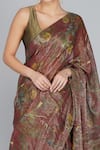 Yavi_Gold Handwoven Silk Tissue Zari Saree _at_Aza_Fashions