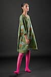 Yavi_Green Silk Printed Tropical Round Emerald Dress  _Online_at_Aza_Fashions