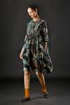 Yavi_Ivory Maya Silk Printed Dress_Online_at_Aza_Fashions