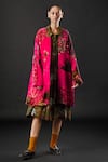 Buy Yavi Red 100% Silk Velvet Tropical Open Carmine Print Jacket at Aza Fashions Buy_Yavi_Red 100% Silk Velvet Tropical Open Carmine Print Jacket _at_Aza_Fashions
