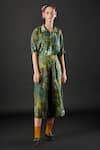 Buy_Yavi_Green Silk Floral Print Spread Collar Aran Shirt _at_Aza_Fashions