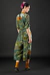 Shop_Yavi_Green Silk Floral Print Spread Collar Aran Shirt _at_Aza_Fashions