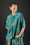 Buy_Yavi_Blue Cotton Silk Floral Spread Collar Eden Shirt  _at_Aza_Fashions