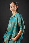 Buy_Yavi_Blue Cotton Silk Floral Spread Collar Eden Shirt  _Online_at_Aza_Fashions