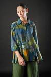 Buy_Yavi_Blue 100% Cotton Floral Print Spread Collar Heather Shirt _Online_at_Aza_Fashions