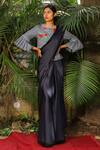 Buy_Shloka Sudhakar_Black Saree With Embroidered Top_at_Aza_Fashions