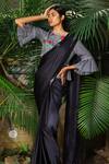 Shop_Shloka Sudhakar_Black Saree With Embroidered Top_at_Aza_Fashions