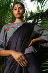 Shloka Sudhakar_Black Saree With Embroidered Top_Online_at_Aza_Fashions