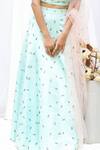 Shop_Shloka Sudhakar_Blue Chinnon Crepe Silk Sweetheart Neck Embroidered Lehenga Set _Online_at_Aza_Fashions