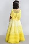 Shop_Lil Angels_Yellow Embellished Cape Skirt Set For Girls_at_Aza_Fashions