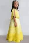 Lil Angels_Yellow Embellished Cape Skirt Set For Girls_Online_at_Aza_Fashions