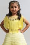Lil Angels_Yellow Embellished Cape Skirt Set For Girls_at_Aza_Fashions