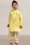 Buy_Lil Angels_Yellow Malai Butter Cotton Embellished Kurta Patiala Set _Online_at_Aza_Fashions