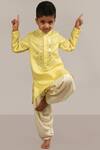 Buy_Lil Angels_Yellow Malai Butter Cotton Embellished Kurta Patiala Set _at_Aza_Fashions