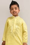 Shop_Lil Angels_Yellow Malai Butter Cotton Embellished Kurta Patiala Set _Online_at_Aza_Fashions