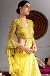Shop_Reeti Arneja_Yellow Silk Lycra Pre-draped Saree Gown_at_Aza_Fashions