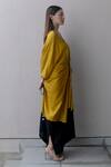 Kavya Singh Kundu_Yellow Silk V-neck Freya Flared Kaftan _at_Aza_Fashions