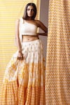 Shop_Yogita Kadam_White Cotton Embroidery Asymmetric One Shoulder Crop Top And Skirt Set For Women_at_Aza_Fashions