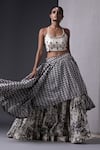 Buy_Yogita Kadam_White Cotton Embroidery Round Crop Top And Layered Skirt Set _at_Aza_Fashions