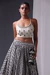 Shop_Yogita Kadam_White Cotton Embroidery Round Crop Top And Layered Skirt Set _at_Aza_Fashions