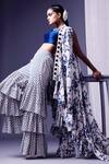 Yogita Kadam_Blue Jacket And Pant Cotton Crop Top Chanderi Silk Printed & Sharara Set _Online_at_Aza_Fashions