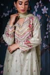 Buy_Label Niti Bothra_Green Chanderi Silk Printed Floral V Neck Kurta Palazzo Set _Online_at_Aza_Fashions