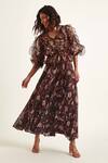 Buy_Pankaj & Nidhi_Brown Chiffon Yolanthe Pleated Skirt_at_Aza_Fashions