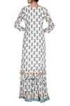 Shop_Yuvrani Jaipur_White Muslin Embroidery V Neck Block Print Kurta Sharara Set _at_Aza_Fashions