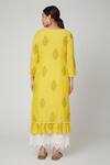 Shop_Yuvraani Jaipur_Yellow Muslin Hand Block Print Kurta Set_at_Aza_Fashions
