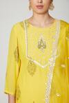 Buy_Yuvraani Jaipur_Yellow Muslin Hand Block Print Kurta Set_Online_at_Aza_Fashions