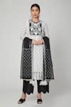 Buy_Yuvraani Jaipur_White Organza, Muslin, Cotton Silk Round Block Print Kurta Set _at_Aza_Fashions