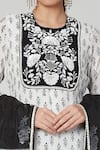 Buy_Yuvraani Jaipur_White Organza, Muslin, Cotton Silk Round Block Print Kurta Set _Online_at_Aza_Fashions
