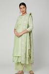 Buy_Yuvraani Jaipur_Green Upada Silk Straight Kurta Set_at_Aza_Fashions