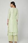 Shop_Yuvraani Jaipur_Green Upada Silk Straight Kurta Set_at_Aza_Fashions