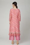 Shop Yuvraani Jaipur Pink Lining Shantoon Round Hand Block Print Kurta Set at Aza Fashions Shop_Yuvraani Jaipur_Pink Lining Shantoon Round Hand Block Print Kurta Set _at_Aza_Fashions