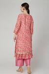 Shop Yuvraani Jaipur Pink Lining Shantoon Round Hand Block Print Kurta Set at Aza Fashions Shop_Yuvraani Jaipur_Pink Lining Shantoon Round Hand Block Print Kurta Set _at_Aza_Fashions