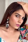 Shop_The YV Brand by Yashvi Vanani_Brown The Greek Pillar Dangler Earrings _Online_at_Aza_Fashions