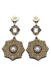 Buy_The YV Brand by Yashvi Vanani_Gold Plated Pearl The Mandala Dangler Earrings _Online_at_Aza_Fashions