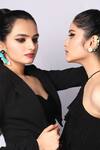 Buy_The YV Brand by Yashvi Vanani_Blue Stone The Phoenix Wing Stud Earrings _Online_at_Aza_Fashions