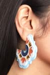 Shop_The YV Brand by Yashvi Vanani_White Enamel The Persian Mirror Hoops _Online_at_Aza_Fashions