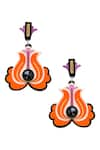 Buy_The YV Brand by Yashvi Vanani_Orange Stone The Blooming Cala Dangler Earrings _at_Aza_Fashions