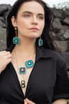 The YV Brand by Yashvi Vanani_Blue Stone The Brookcress Dangler Earrings _Online_at_Aza_Fashions