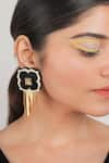 Shop_The YV Brand by Yashvi Vanani_Cream Stone The Brookcress Dangler Earrings _Online_at_Aza_Fashions