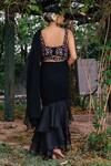 Shop_Tarini Vij_Black Georgette And Organza Cutdana & Embroidered Pre-stitched Saree With Blouse _at_Aza_Fashions