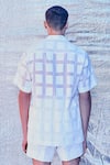 Shop_Line out line_White Jacquard Cotton Geometric Window Pane Resort Shirt  _Online_at_Aza_Fashions