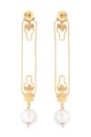 Zohra_Gold Plated Bead Floral Earrings _Online_at_Aza_Fashions